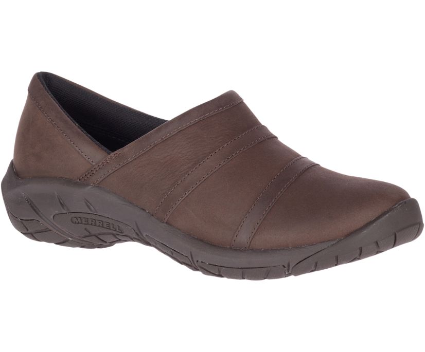 Buty Merrell Encore Moc 4 Leather - Slip Ons Damskie Merrell - Kawa [MXEAP-3754]